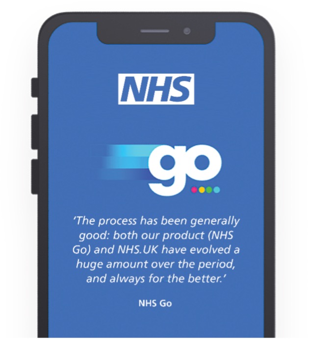 Example screenshot of NHS Go app